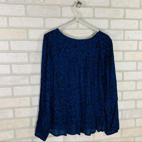 Loft NWT Leopard Print Ruffle Hem Tie Neck… - Picture 9 of 10